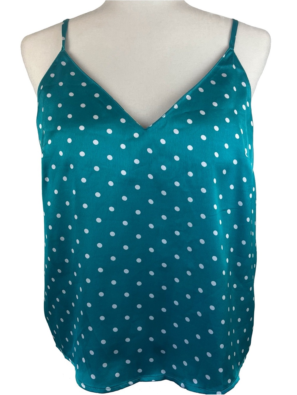 ASOS Vibrant Green/White Polka Dot Pattern Top Adjustable Strap Camisole Size 8